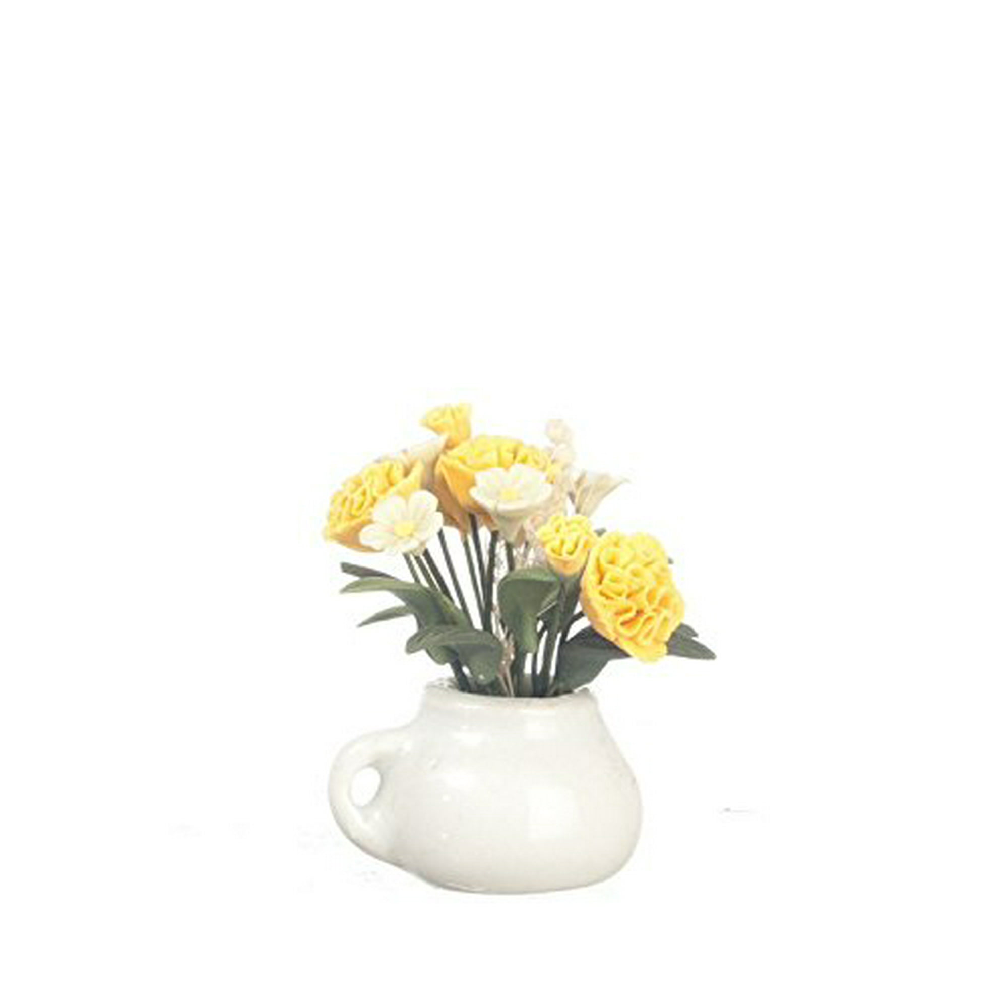 Dollhouse Miniature 1:12 Scale Yellow Roses and Daisies in Teacup #Rp0063 Town square Dollhouse Miniature 1:12 Scale Yellow Roses and Daisies in Teacup #Rp0063 Town square